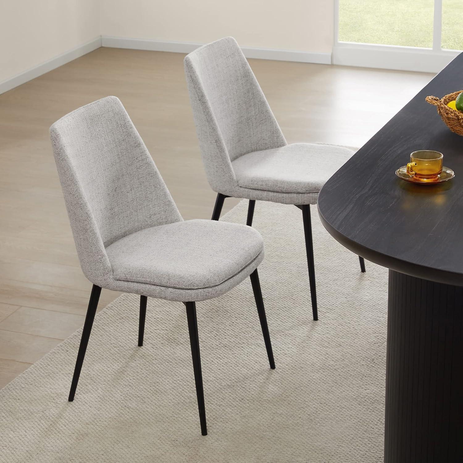 image:imageCHITA MidCentury Padded Dining Chair Modern Upholstered Fabric Dining Room Chair Set of 2 with Metal Legs WhiteWhite in Fabric