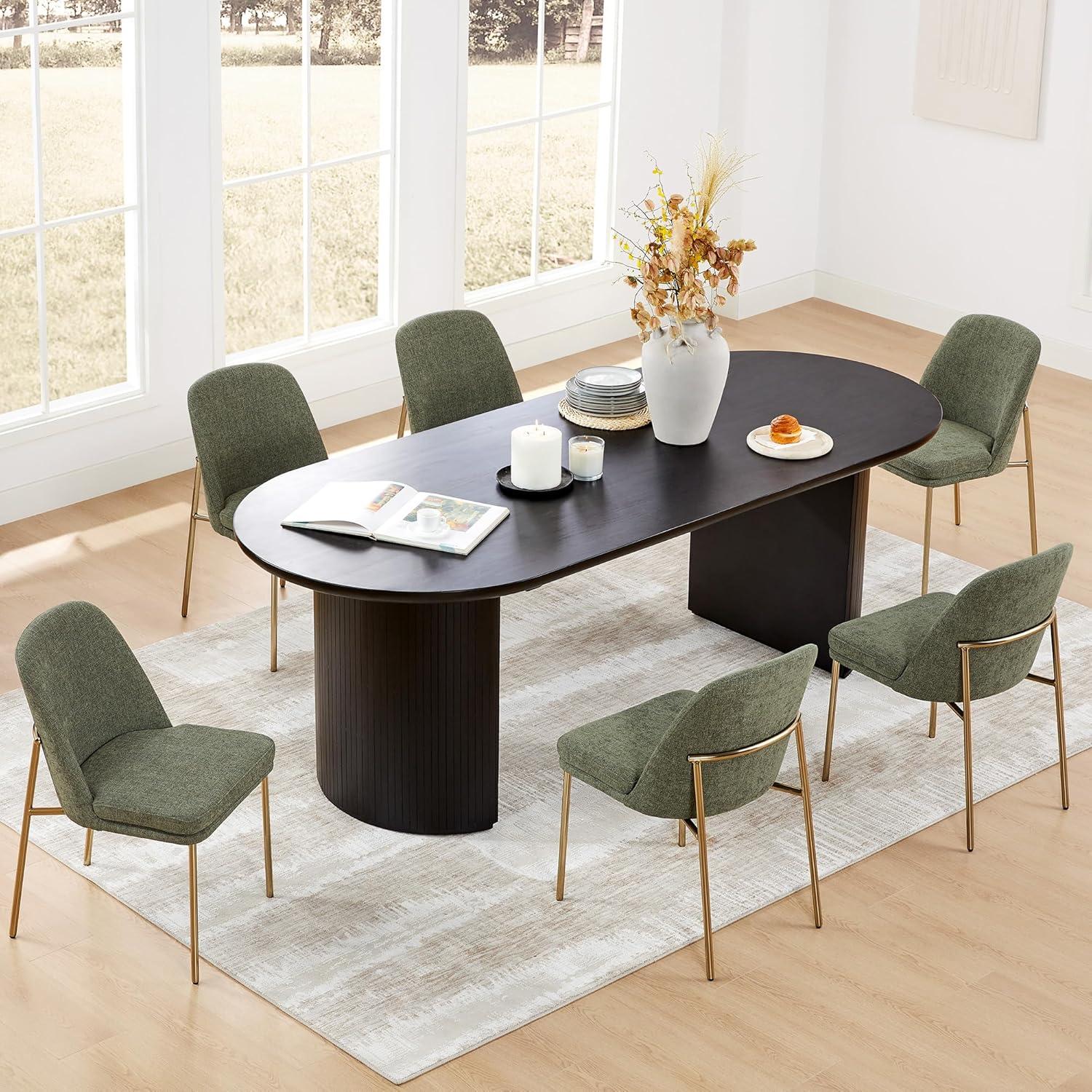 image:imageCHITA Modern Dining Chairs Set of 2 FSC Certified Metal Dining Chair for Dining Room Light GrayMoss Green