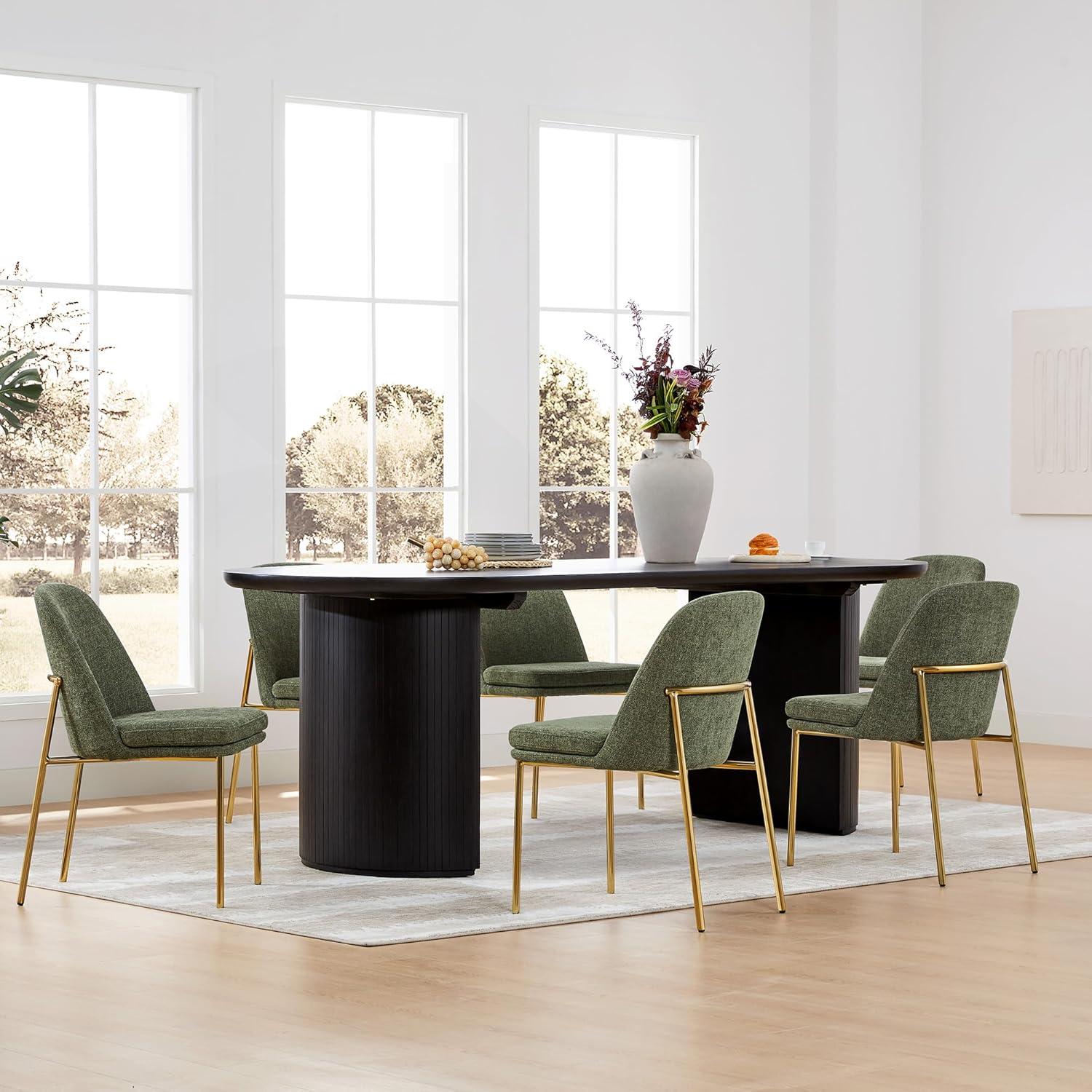 image:imageCHITA Modern Dining Chairs Set of 2 FSC Certified Metal Dining Chair for Dining Room Light GrayMoss Green