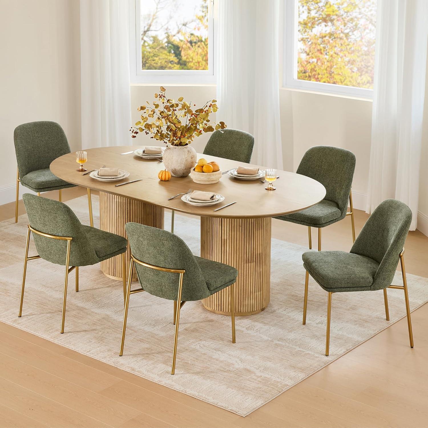 image:imageCHITA Modern Dining Chairs Set of 2 FSC Certified Metal Dining Chair for Dining Room Light GrayMoss Green