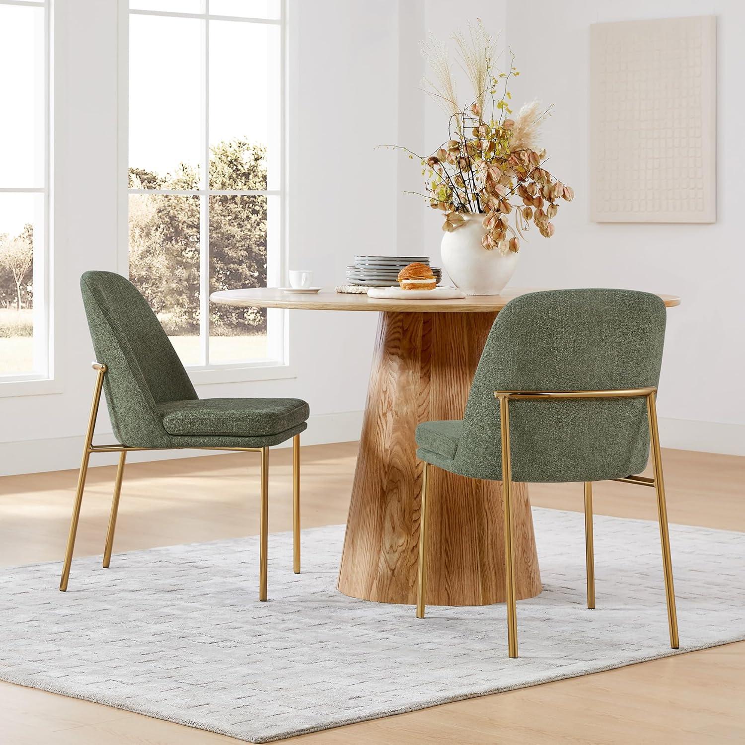 image:imageCHITA Modern Dining Chairs Set of 2 FSC Certified Metal Dining Chair for Dining Room Light GrayMoss Green