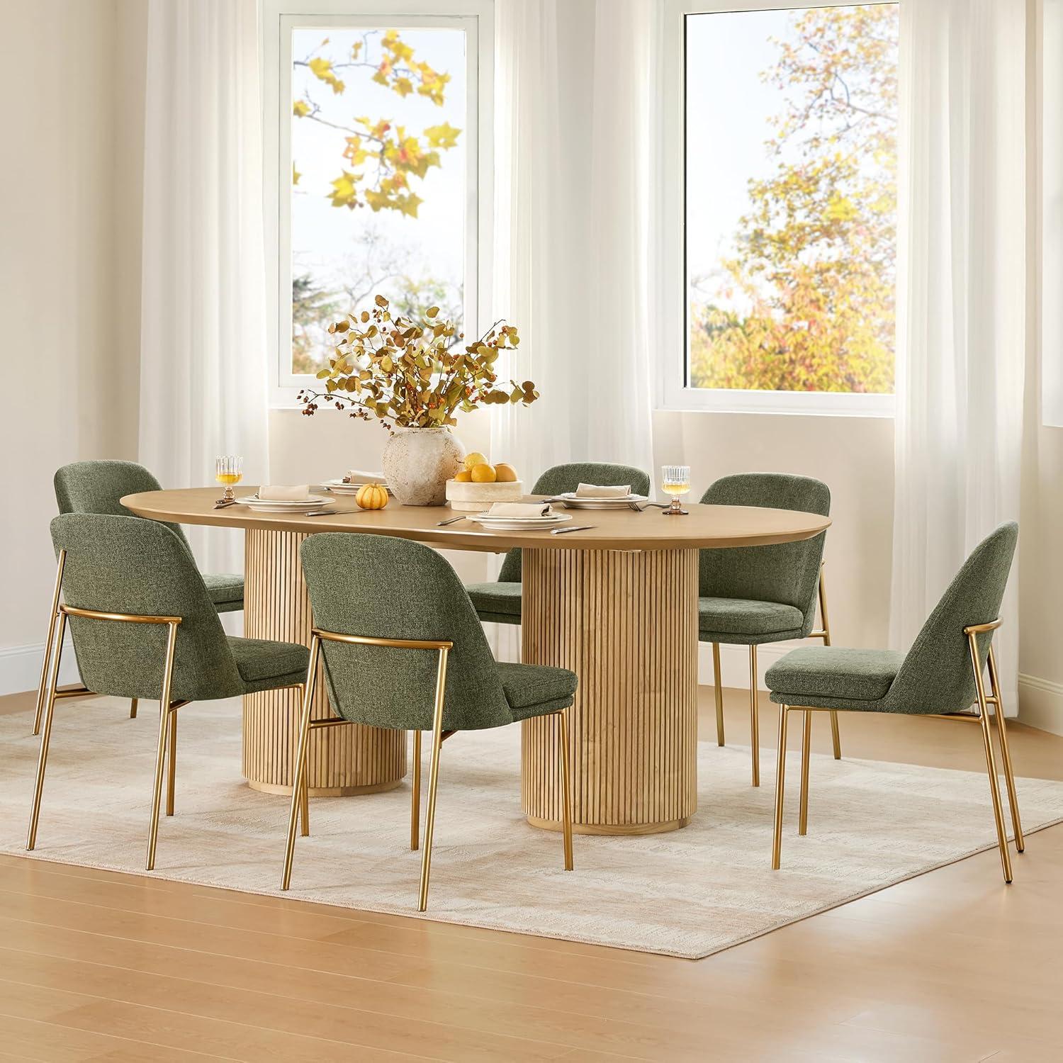 image:imageCHITA Modern Dining Chairs Set of 2 FSC Certified Metal Dining Chair for Dining Room Light GrayMoss Green