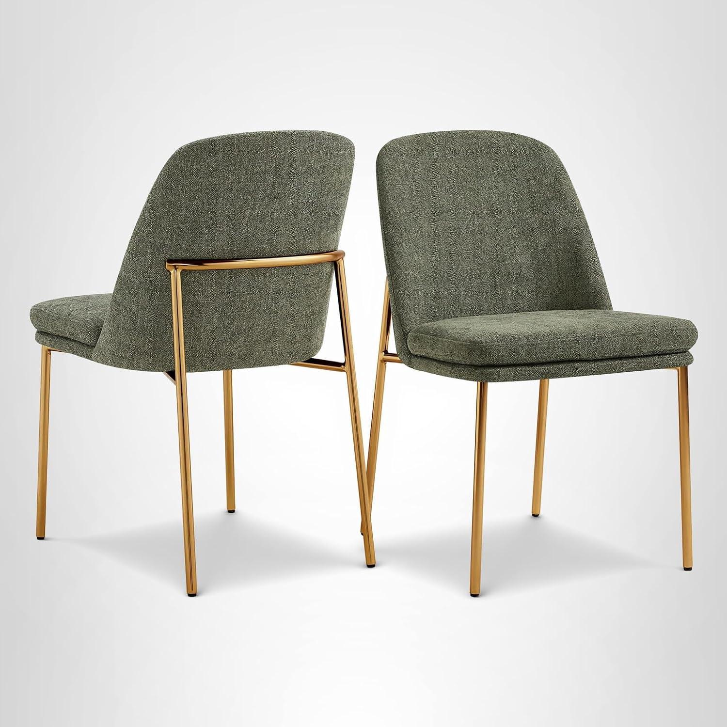 image:imageCHITA Modern Dining Chairs Set of 2 FSC Certified Metal Dining Chair for Dining Room Light GrayMoss Green