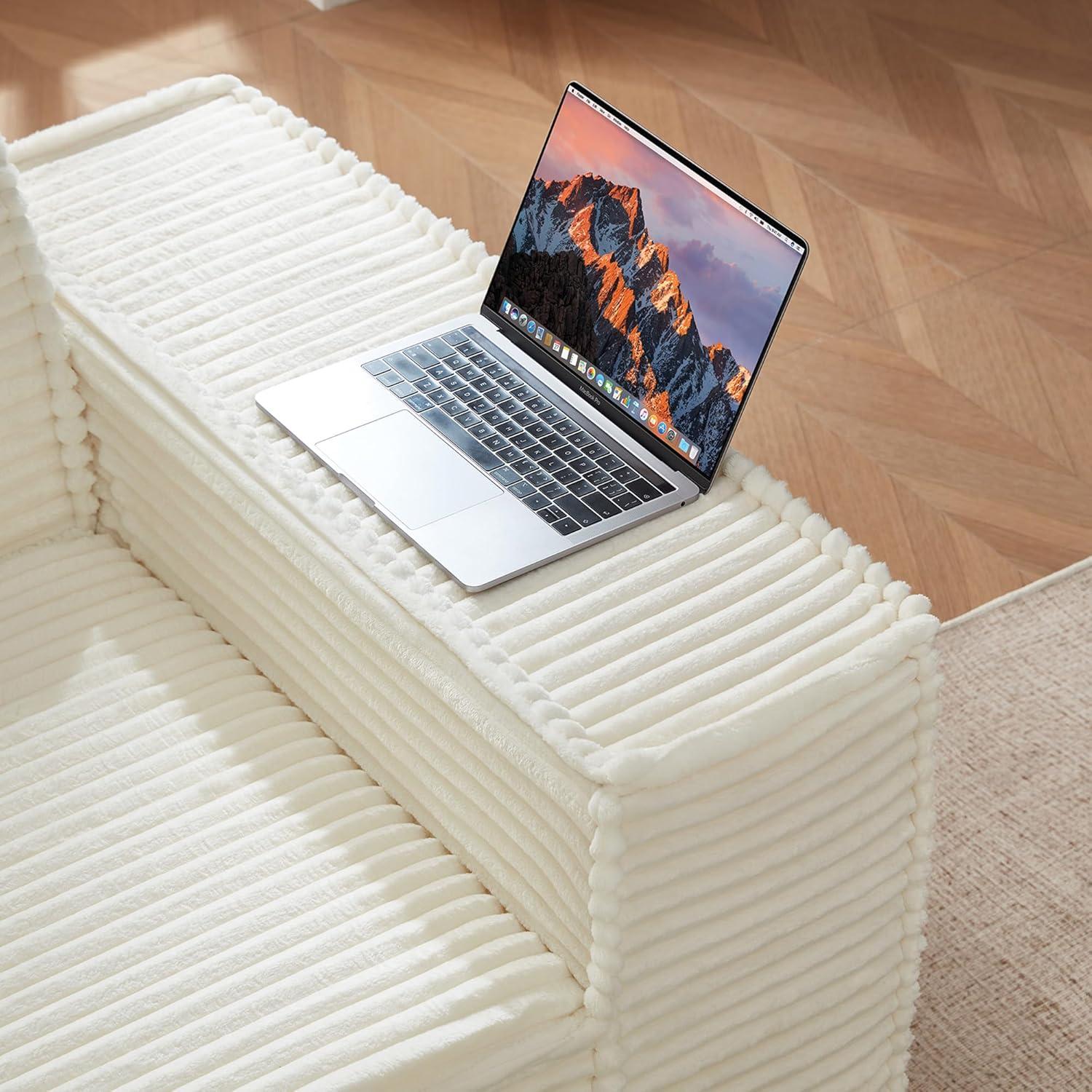 image:imageCHITA Modular LShaped Sofa Oversized Deep Seat Sectional Couch Modern Comfy Boneless Sofas for Living Room Left Facing Chaise and Soft Corduroy Fabric No Assembly Required CreamCream