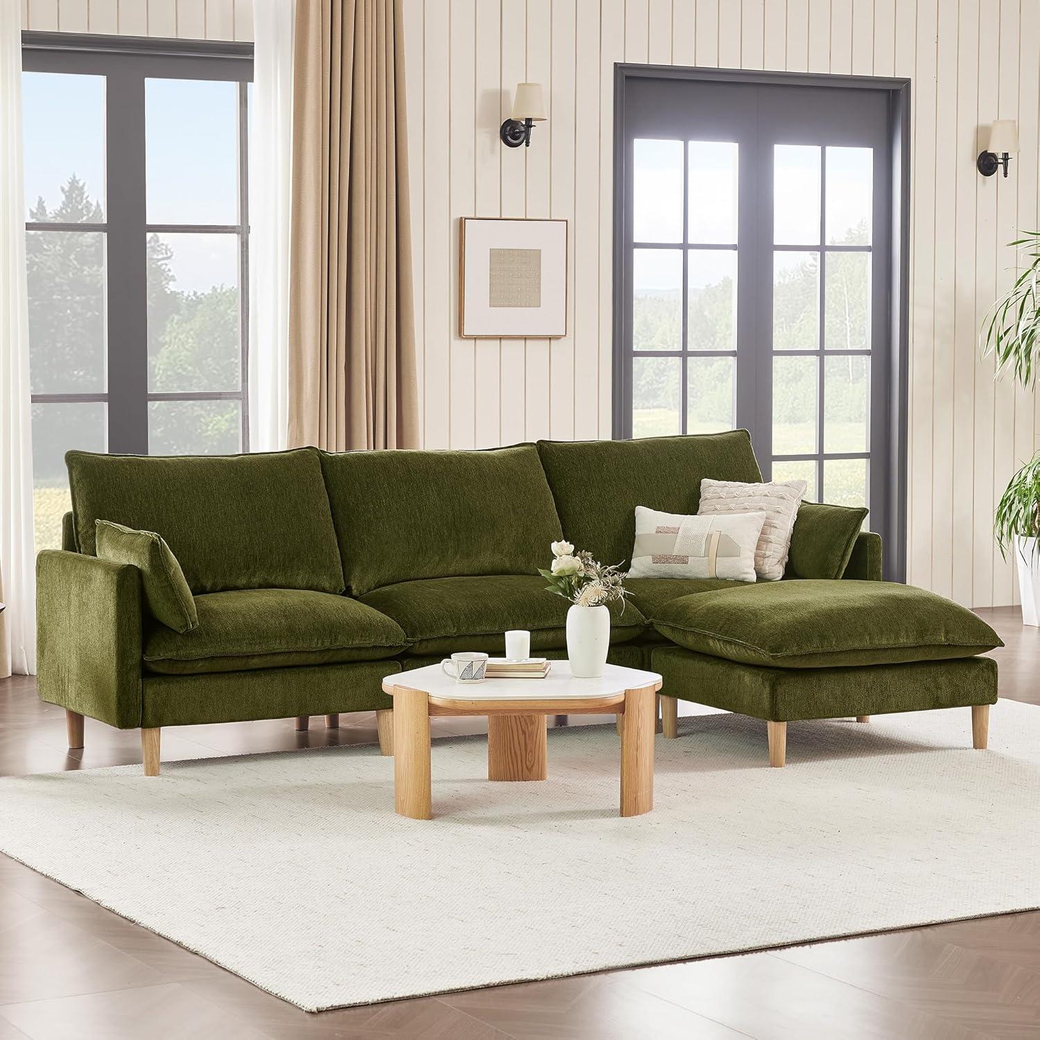 image:imageCHITA Modular Sectional Couch LShaped Oversized Cloud Couches for Living Room Mid Century Modern Sectional Sofa Comfy Chenille Sofas with Removable Cushions Moss GreenMoss Green