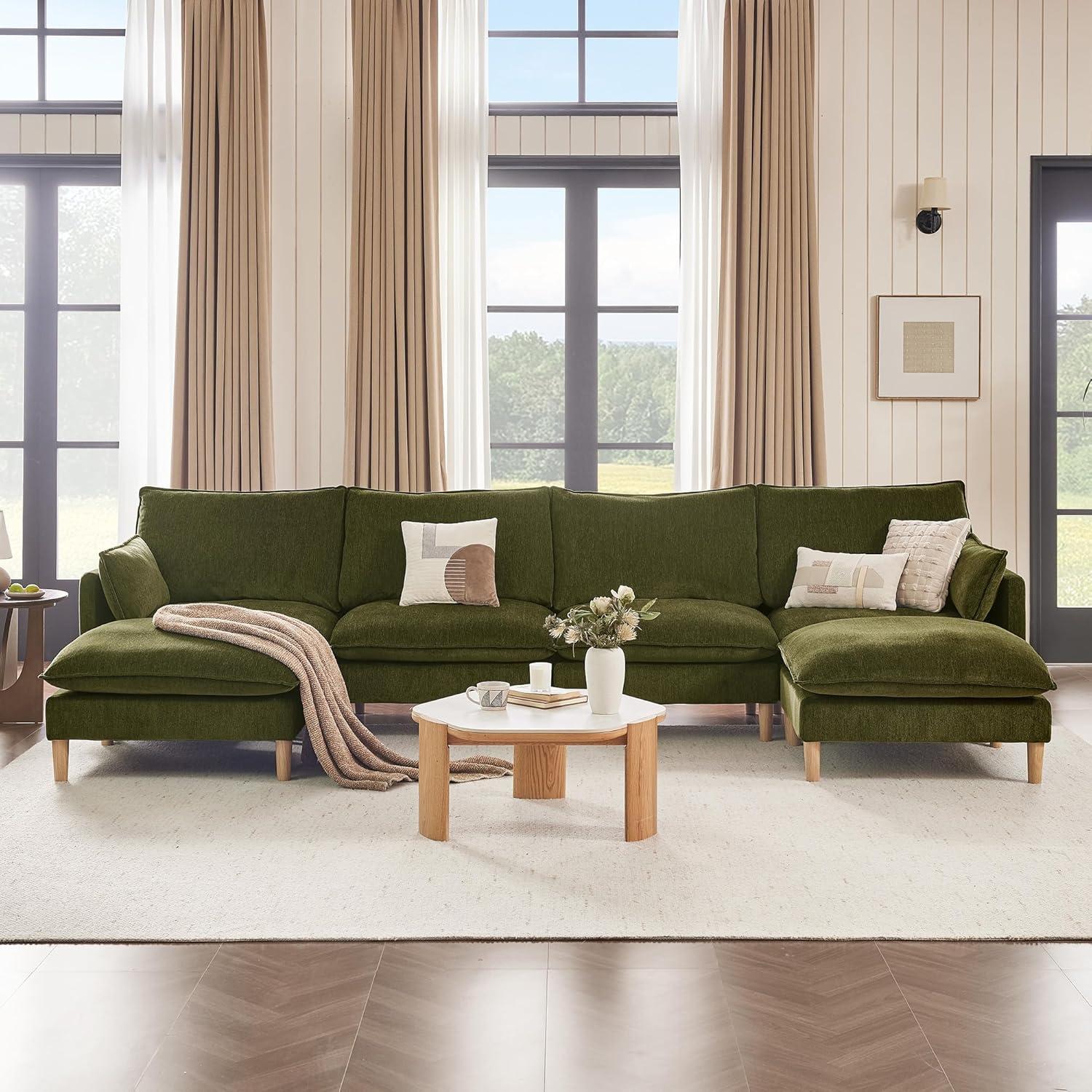 image:imageCHITA Modular Sectional Couch LShaped Oversized Cloud Couches for Living Room Mid Century Modern Sectional Sofa Comfy Chenille Sofas with Removable Cushions Moss GreenMoss Green