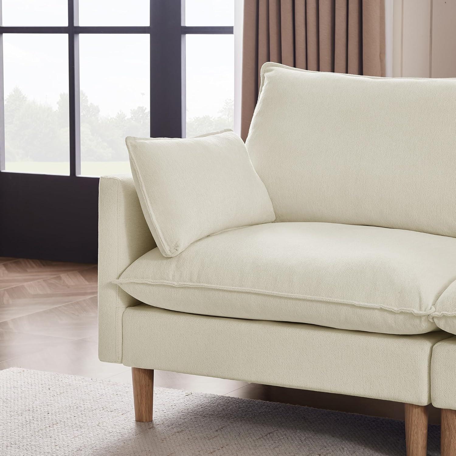 image:imageCHITA Modular Sectional Couch LShaped Oversized Cloud Couches for Living Room Mid Century Modern Sectional Sofa Comfy Chenille Sofas with Removable Cushions Moss GreenCream