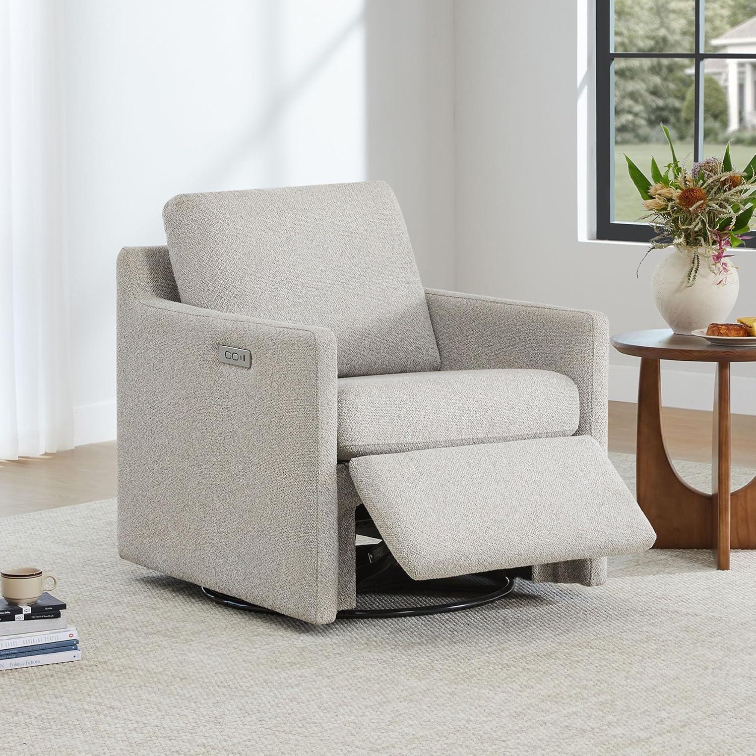 image:imageCHITA Swivel Accent Chair with Electric Footrests FSC Certified Upholstered Living Room Sofa Chair with Power Motor USB and TypeC Ports Light GreyLight Grey
