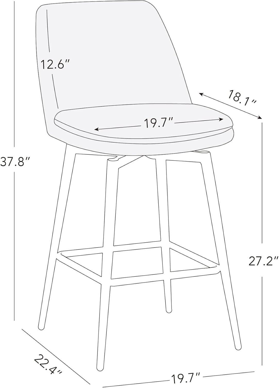 image:imageCHITA Swivel Bar Stools 272 Counter Height Bar Stools Set of 2 FSC Certified Upholstered Modern Counter Stools Metal Legs Fabric Light Grey MultiColoredLight Grey Multicolored