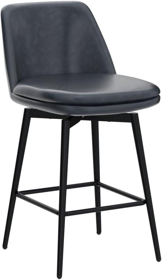 image:imageCHITA Swivel Bar Stools 272 Counter Height Bar Stools Set of 2 FSC Certified Upholstered Modern Counter Stools Metal Legs Fabric Light Grey MultiColoredBlue