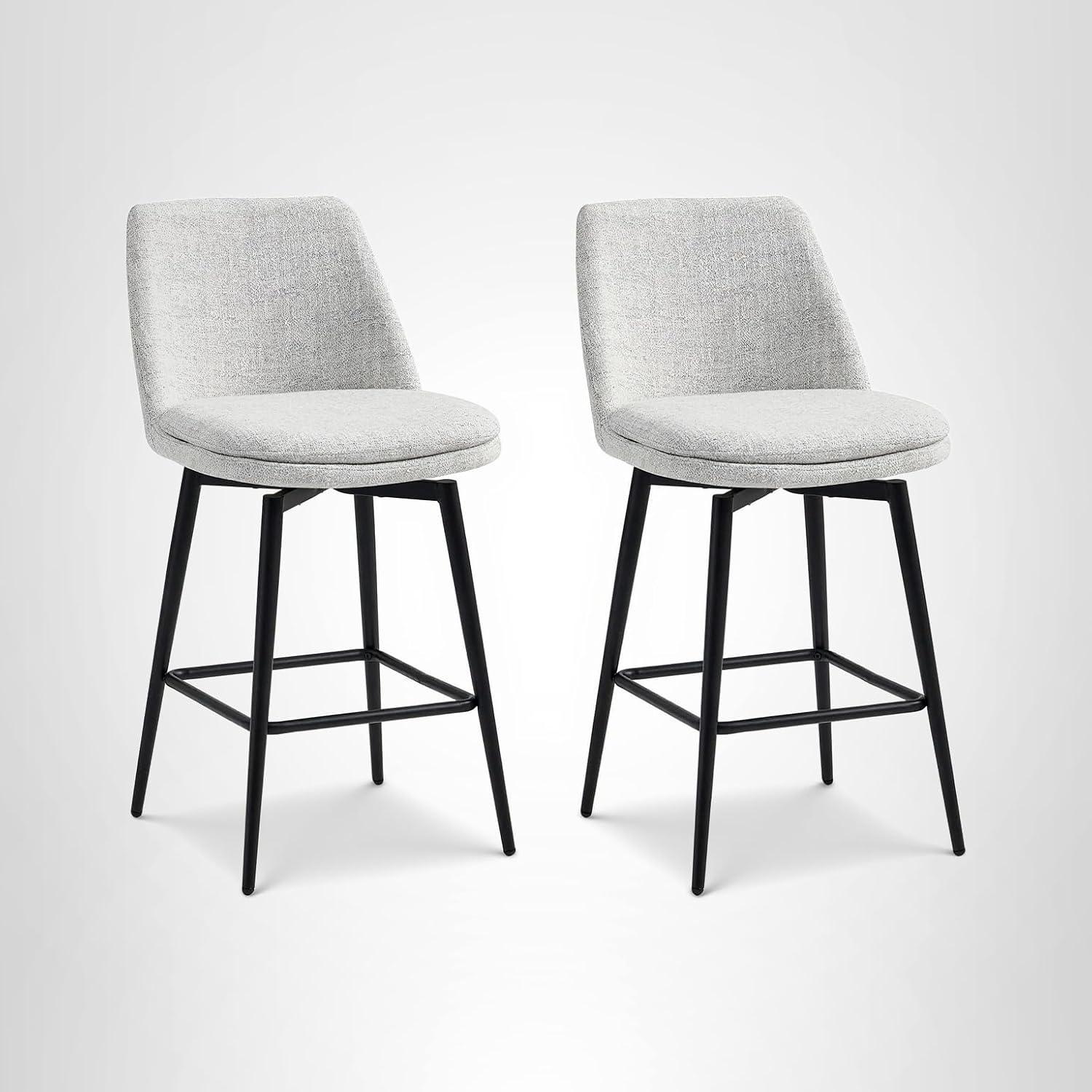 image:imageCHITA Swivel Bar Stools 272 Counter Height Bar Stools Set of 2 FSC Certified Upholstered Modern Counter Stools Metal Legs Fabric Light Grey MultiColoredLight Grey Multicolored