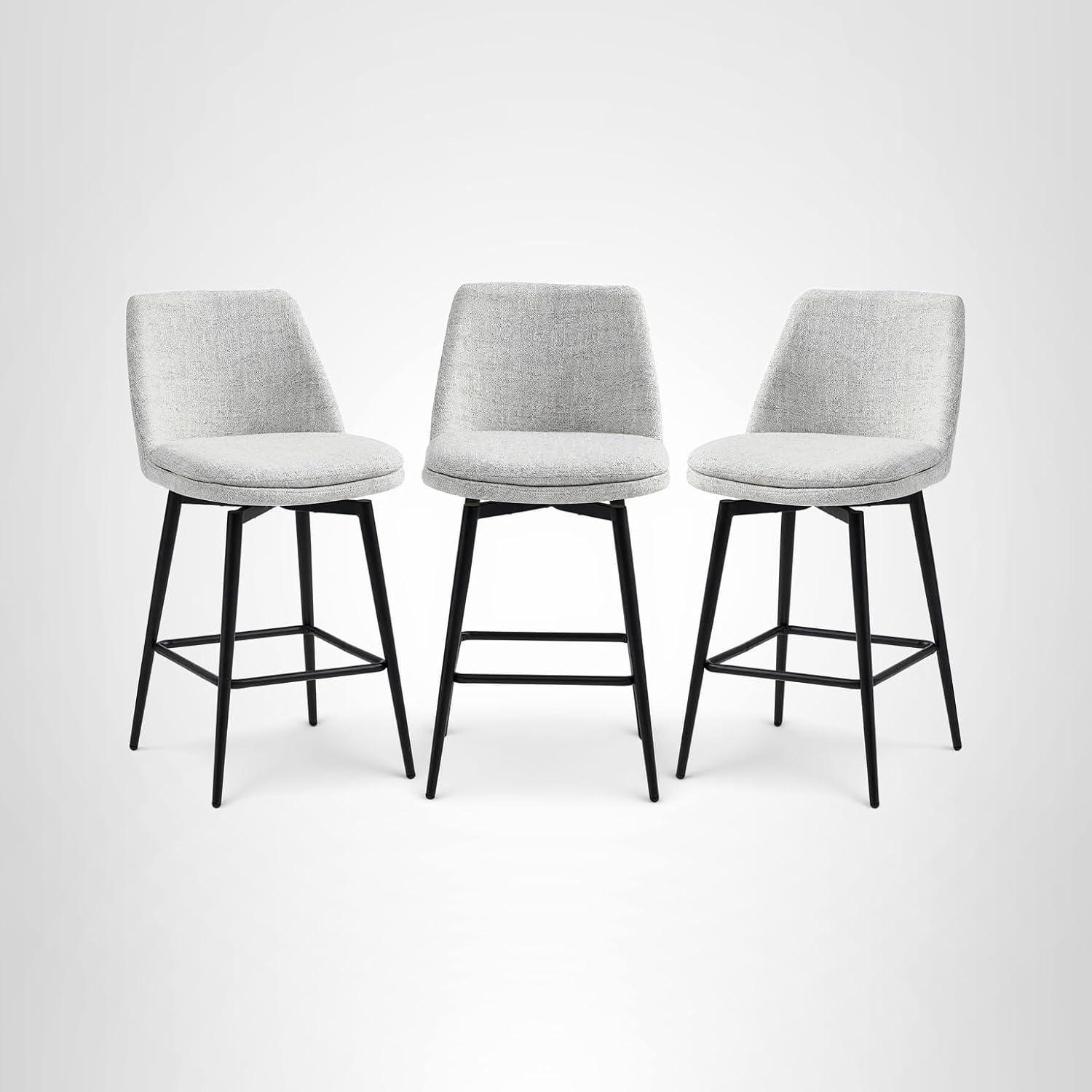 image:imageCHITA Swivel Bar Stools 272 Counter Height Bar Stools Set of 2 FSC Certified Upholstered Modern Counter Stools Metal Legs Fabric Light Grey MultiColoredLight Grey Multicolored