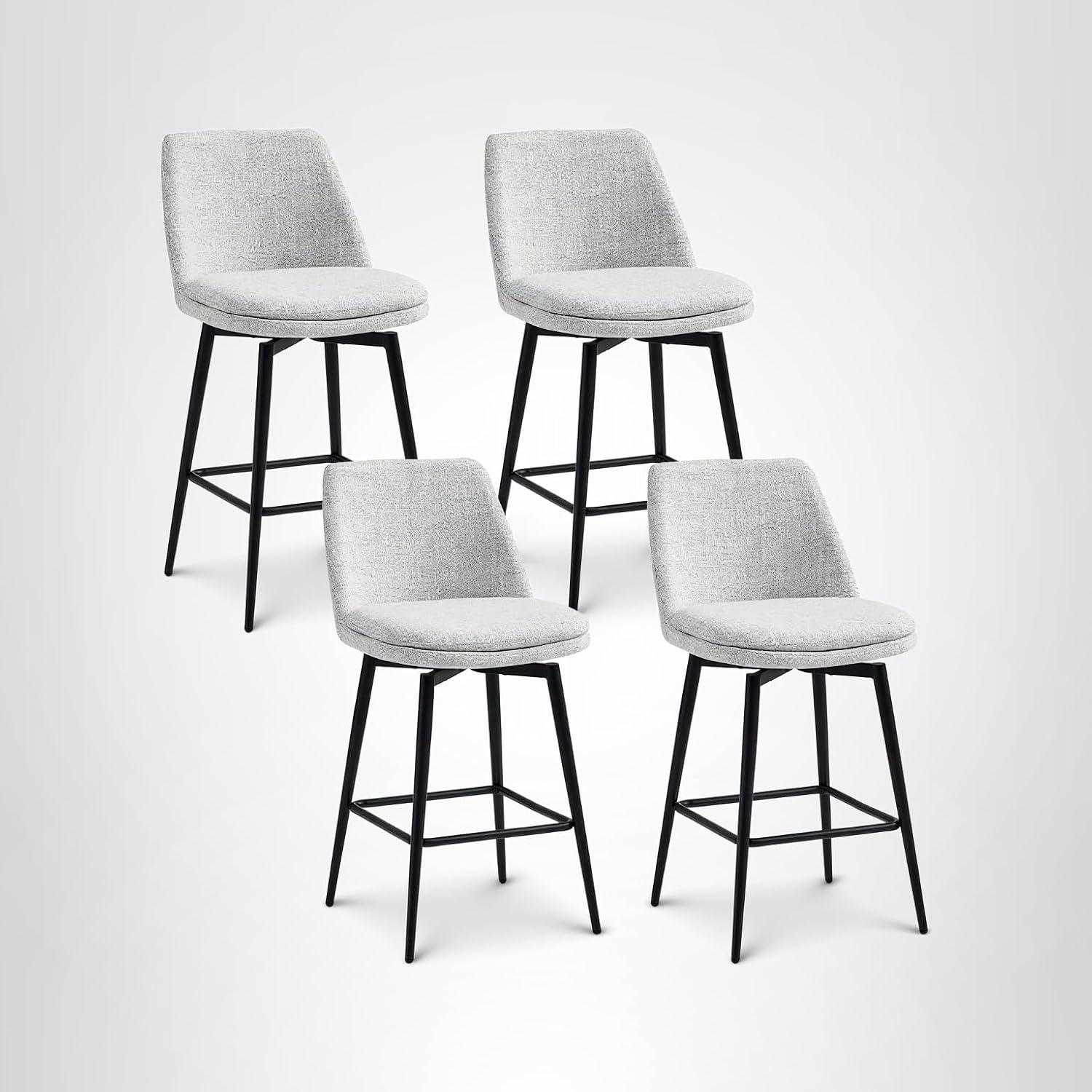 image:imageCHITA Swivel Bar Stools 272 Counter Height Bar Stools Set of 2 FSC Certified Upholstered Modern Counter Stools Metal Legs Fabric Light Grey MultiColoredLight Grey Multicolored