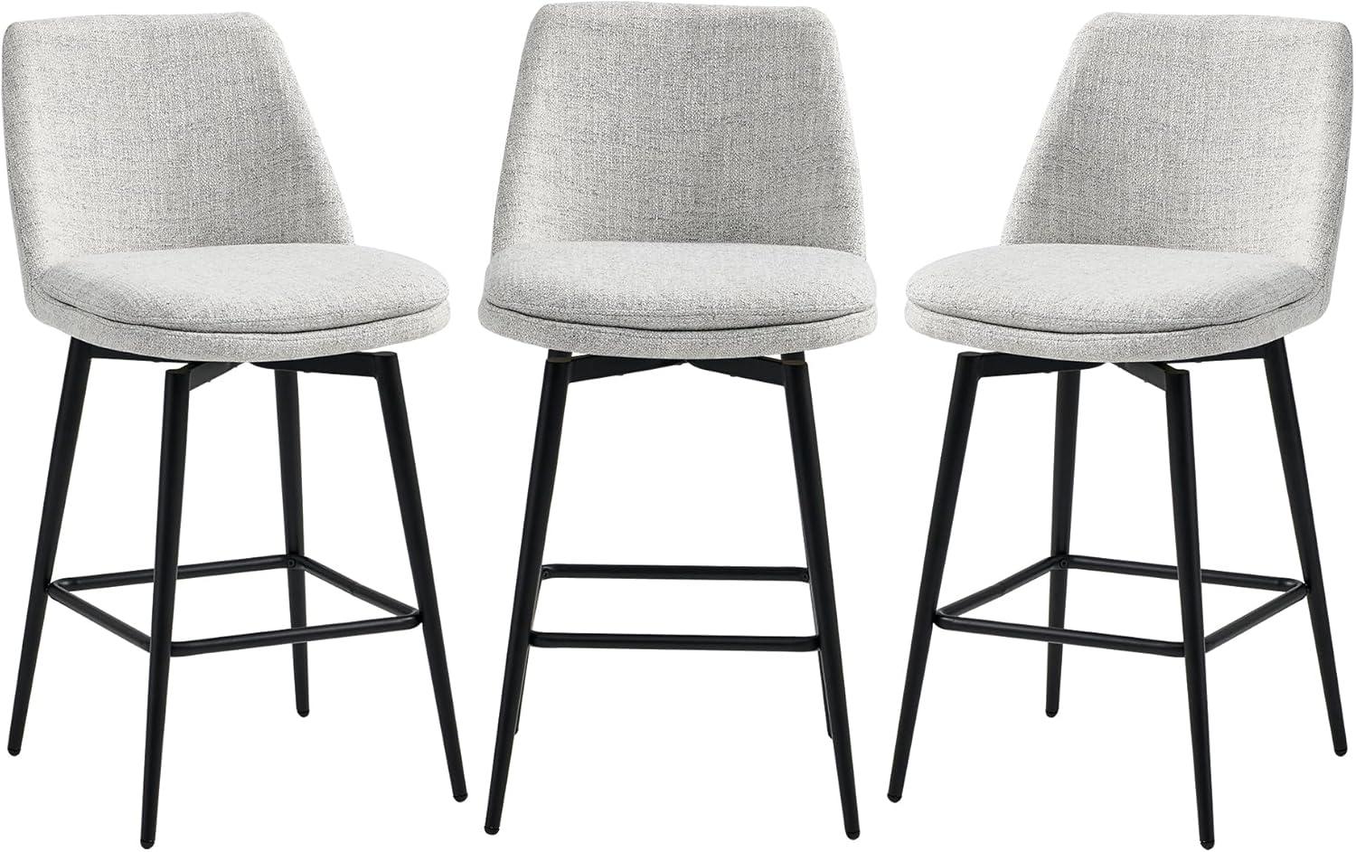 image:imageCHITA Swivel Bar Stools 272 Counter Height Bar Stools Set of 2 FSC Certified Upholstered Modern Counter Stools Metal Legs Fabric Light Grey MultiColoredLight Grey Multicolored