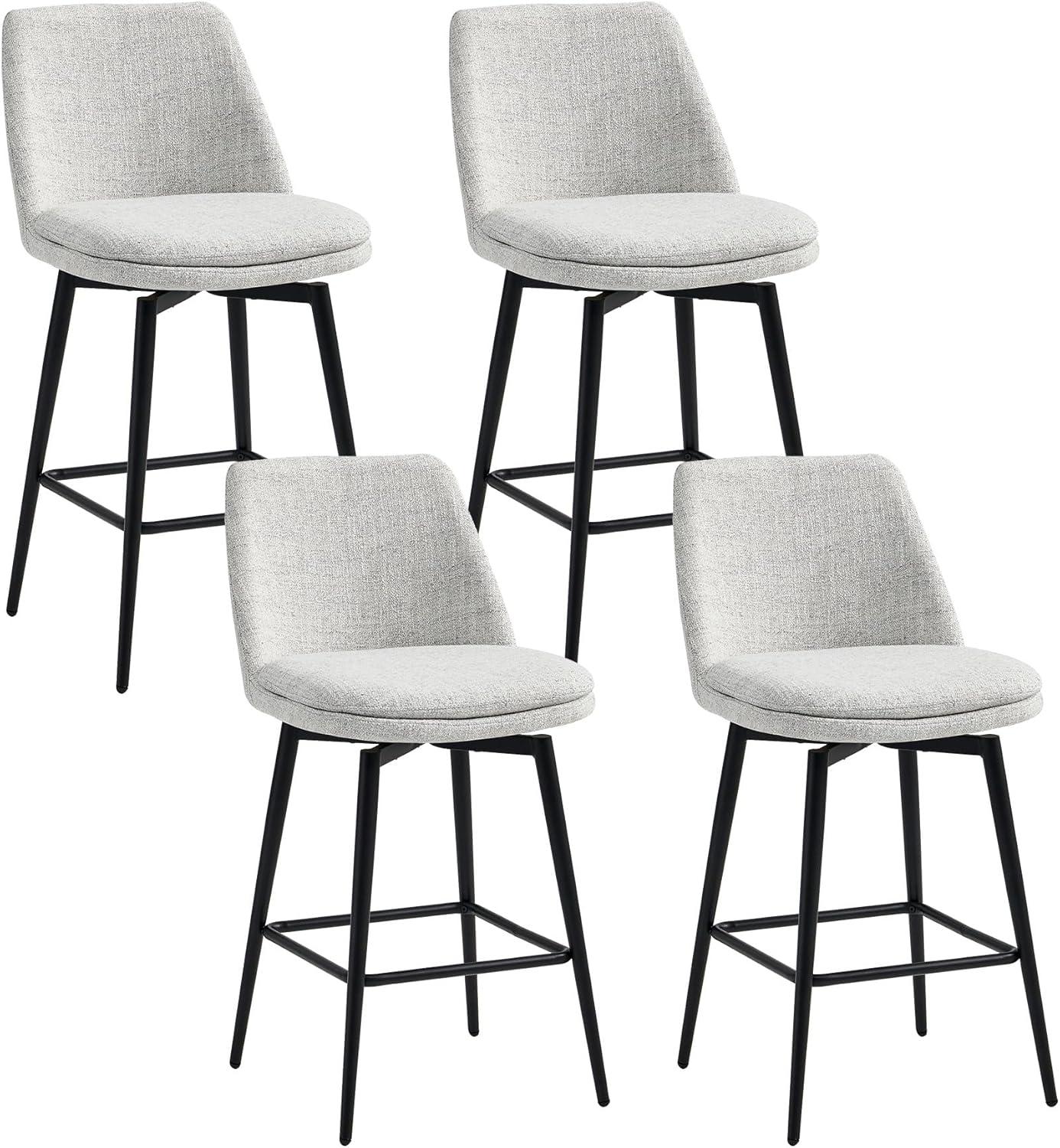 image:imageCHITA Swivel Bar Stools 272 Counter Height Bar Stools Set of 2 FSC Certified Upholstered Modern Counter Stools Metal Legs Fabric Light Grey MultiColoredLight Grey Multicolored