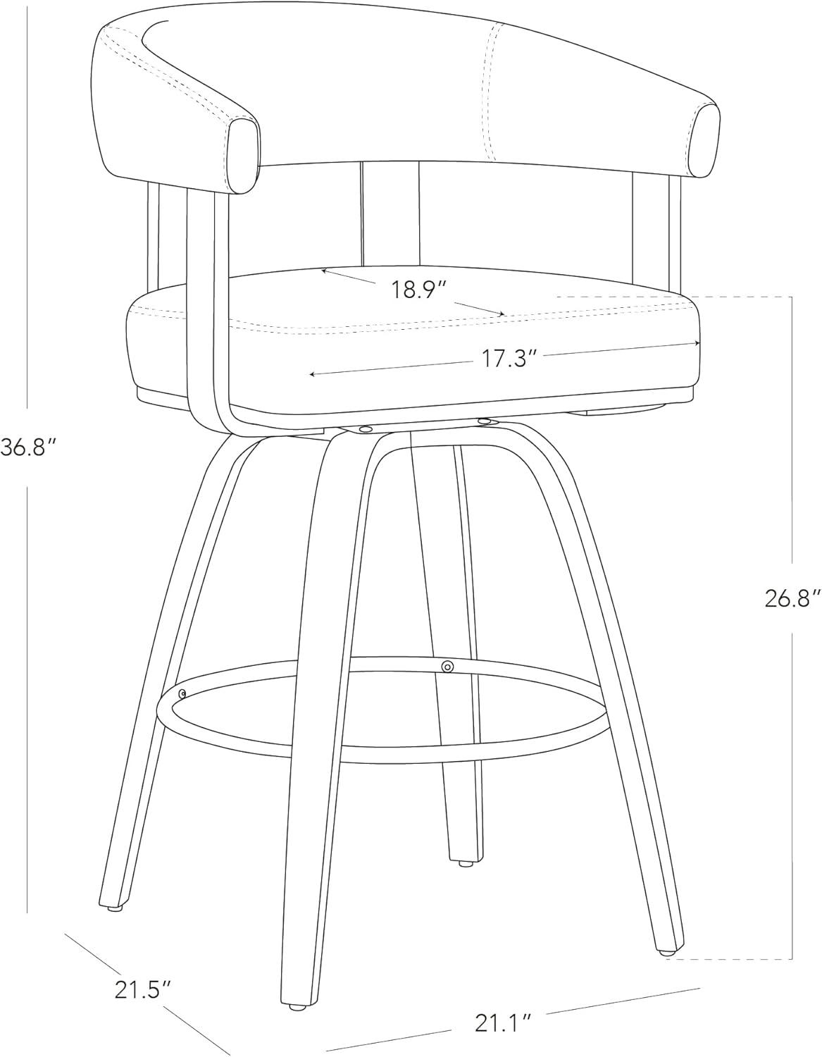 image:imageCHITA Swivel Counter Height Barstools Set of 2 FSC Certified Polyester Upholstered Bar Stools with Back and Armrest for Kitchen Island Home Bar 27 Seat Height Cream with Beige FrameWhite With Walnut Frame