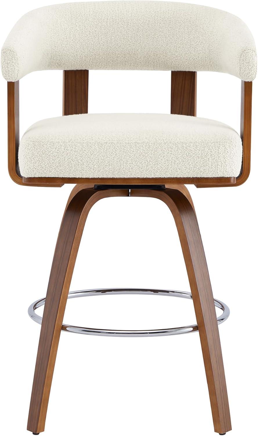 image:imageCHITA Swivel Counter Height Barstools Set of 2 FSC Certified Polyester Upholstered Bar Stools with Back and Armrest for Kitchen Island Home Bar 27 Seat Height Cream with Beige FrameCream With Walnut Frame