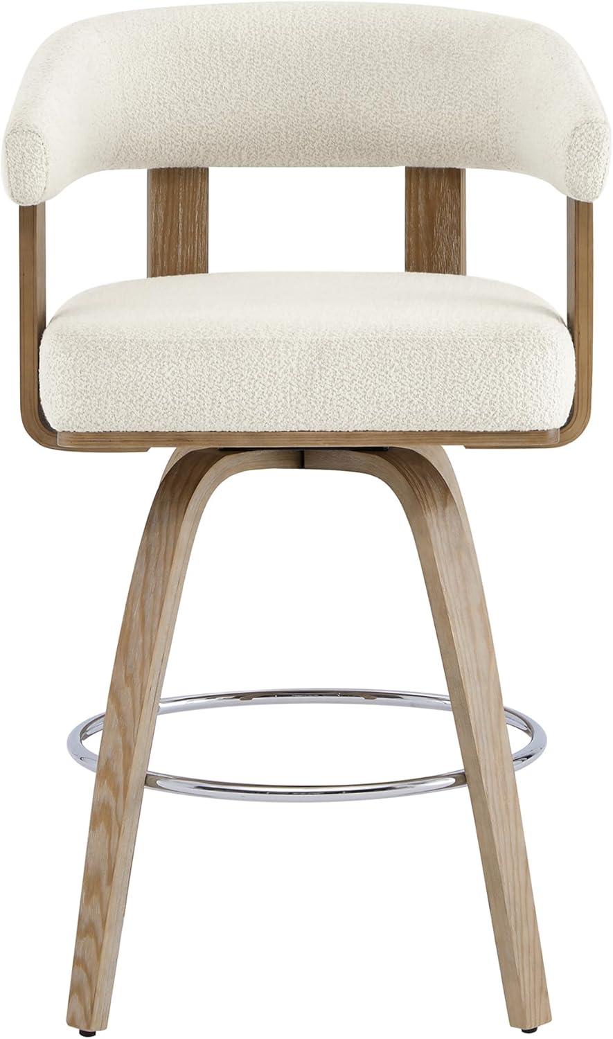 image:imageCHITA Swivel Counter Height Barstools Set of 2 FSC Certified Polyester Upholstered Bar Stools with Back and Armrest for Kitchen Island Home Bar 27 Seat Height Cream with Beige FrameCream With Beige Frame