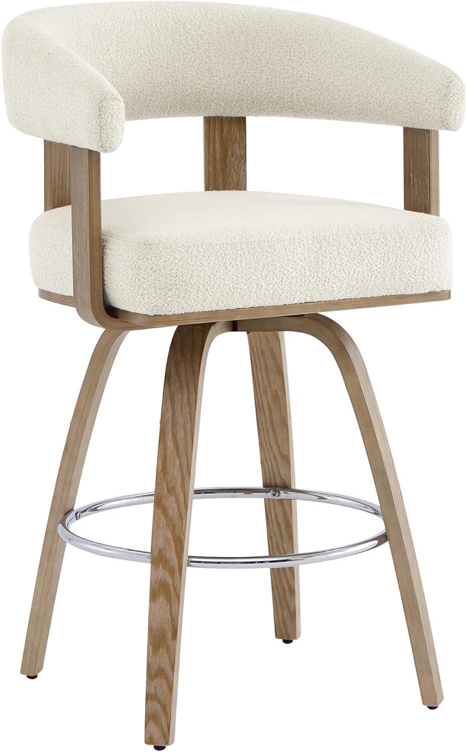 image:imageCHITA Swivel Counter Height Barstools Set of 2 FSC Certified Polyester Upholstered Bar Stools with Back and Armrest for Kitchen Island Home Bar 27 Seat Height Cream with Beige FrameCream With Beige Frame