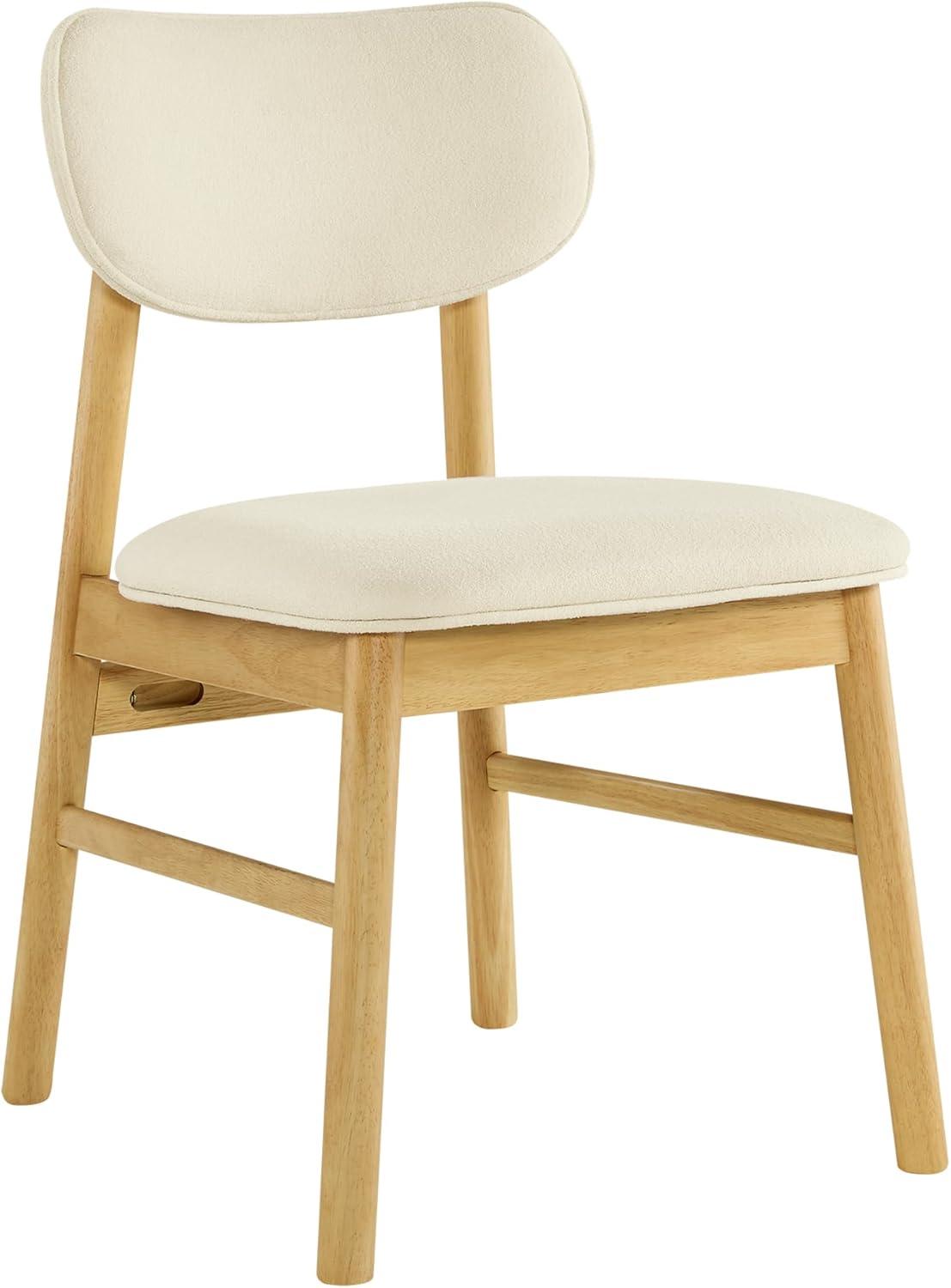 image:imageCHITA Upholstered Dining Chairs Set of 2 Mid Century Modern Kitchen amp Dining Room Chairs Solid Wood Frame in Walnut Chenille Fabric in Silver GrayCream Oak