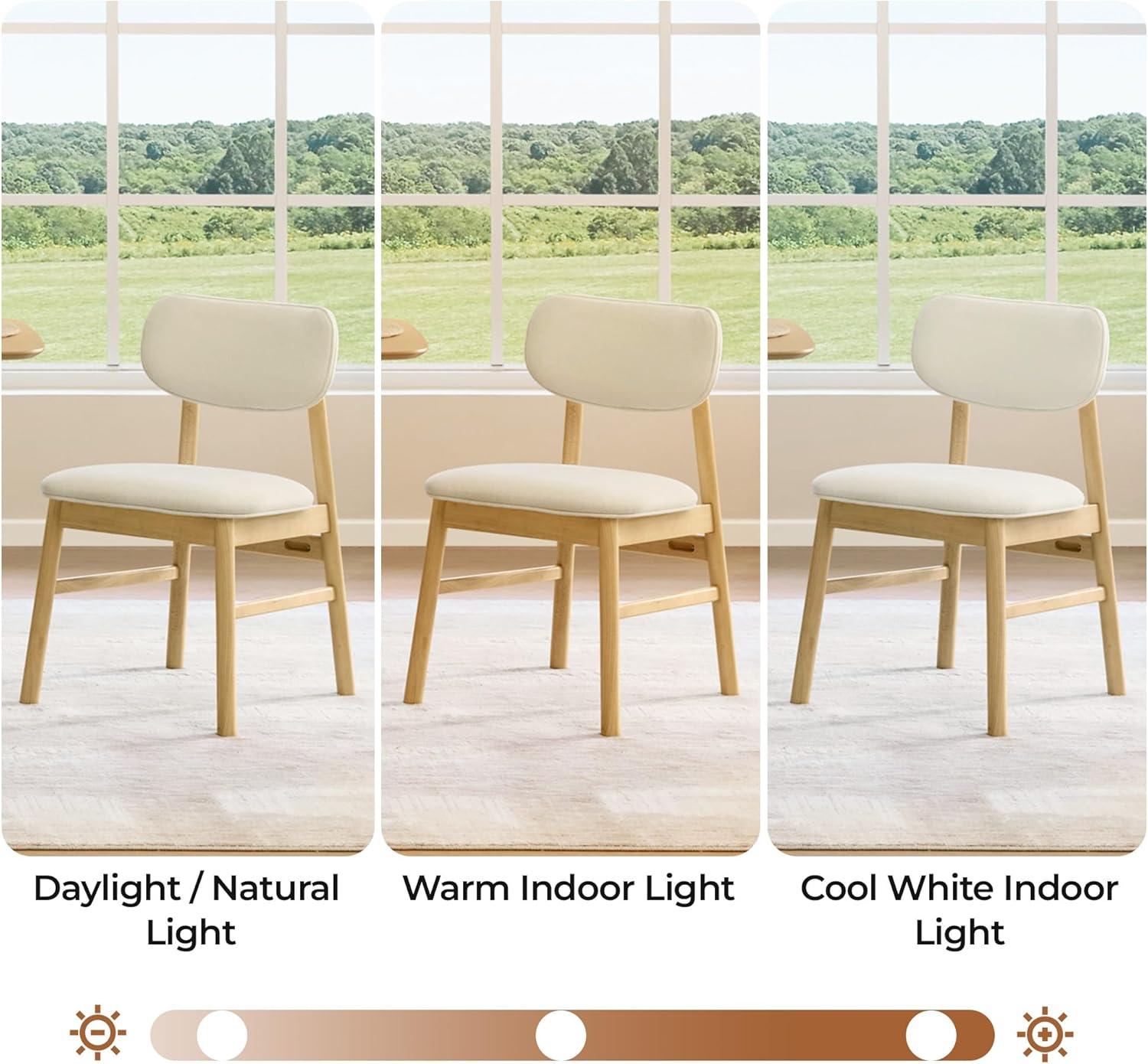 image:imageCHITA Upholstered Dining Chairs Set of 2 Mid Century Modern Kitchen amp Dining Room Chairs Solid Wood Frame in Walnut Chenille Fabric in Silver GrayCream Oak