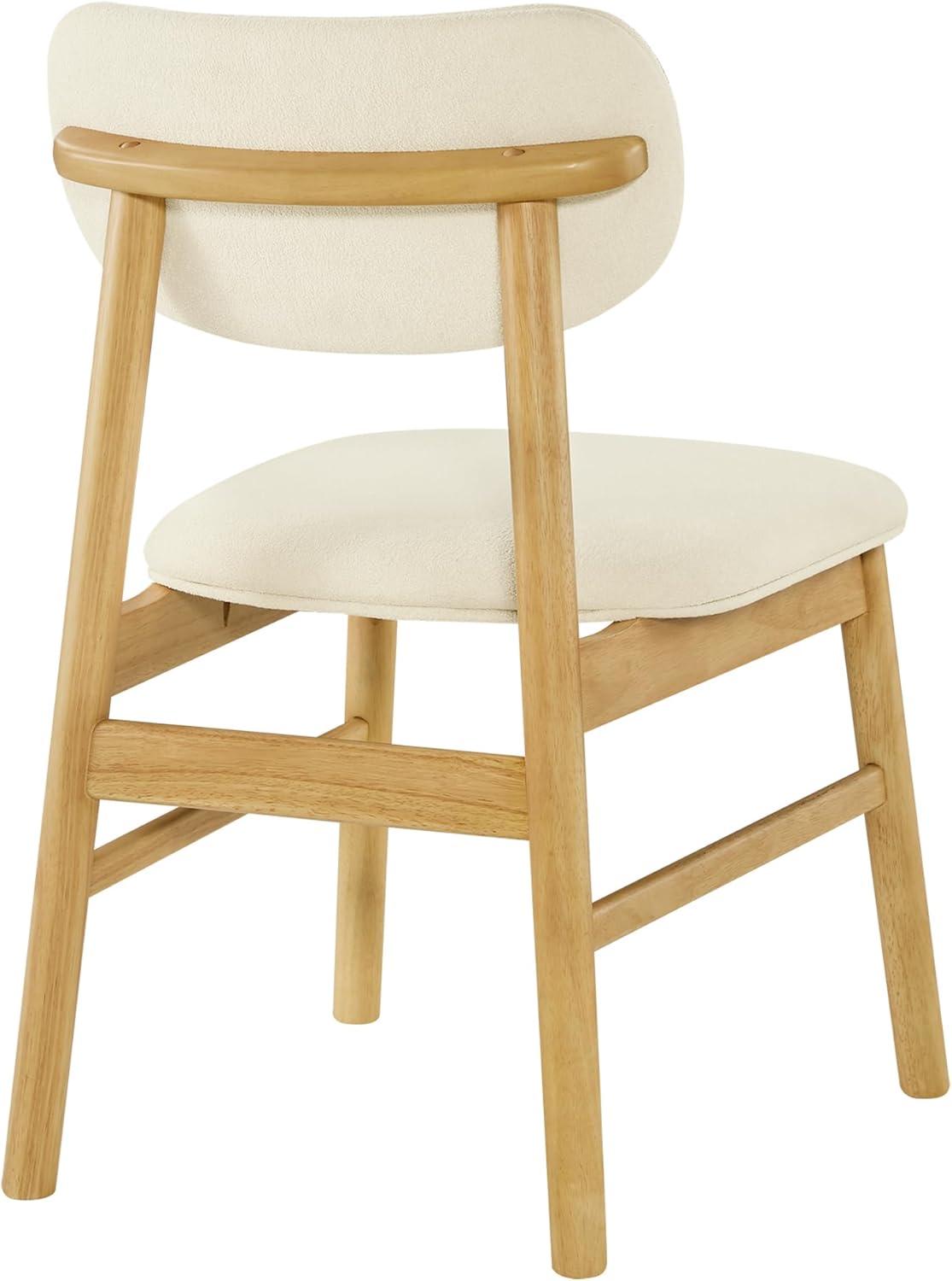 image:imageCHITA Upholstered Dining Chairs Set of 2 Mid Century Modern Kitchen amp Dining Room Chairs Solid Wood Frame in Walnut Chenille Fabric in Silver GrayCream Oak