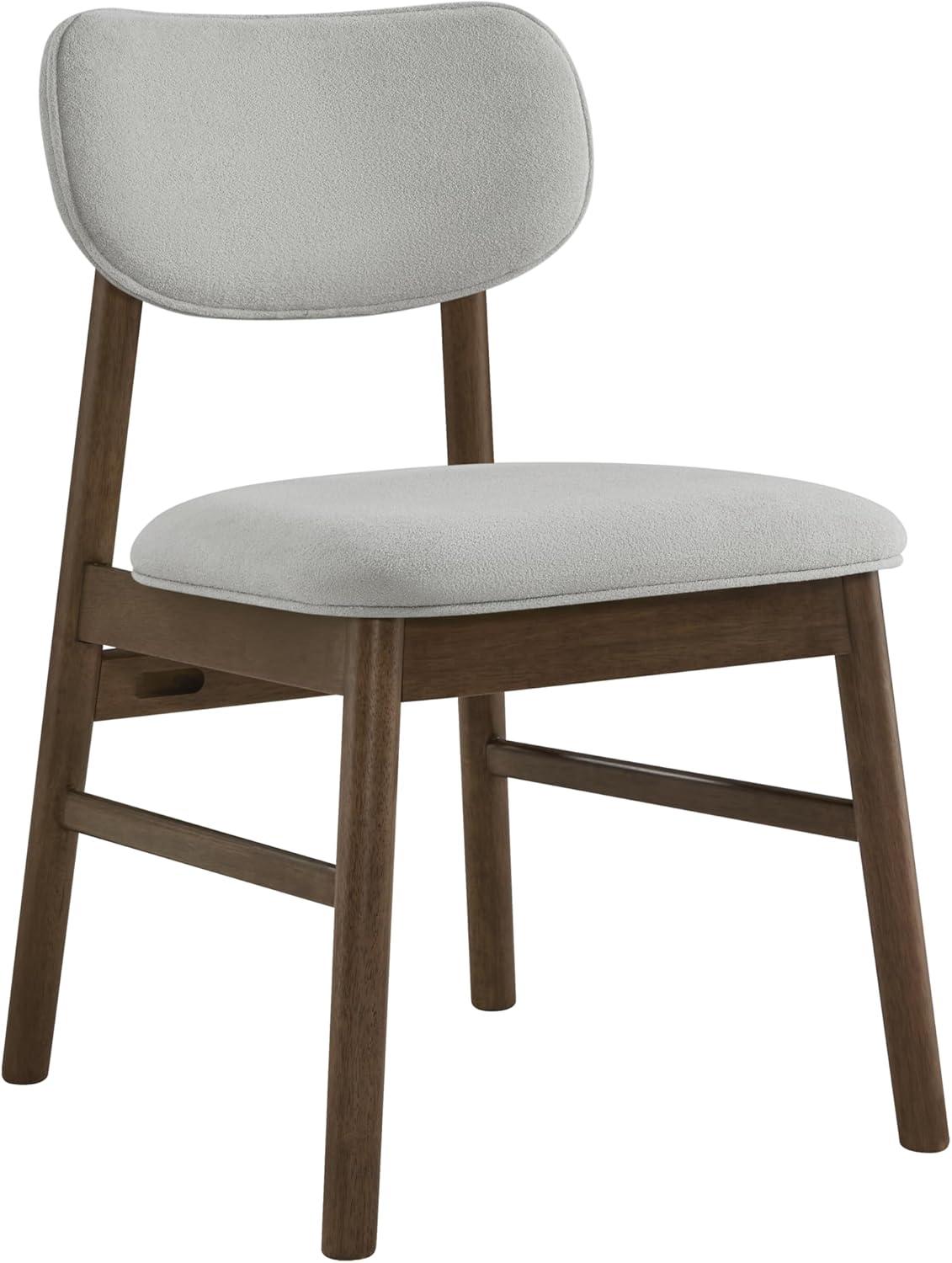 image:imageCHITA Upholstered Dining Chairs Set of 2 Mid Century Modern Kitchen amp Dining Room Chairs Solid Wood Frame in Walnut Chenille Fabric in Silver GraySilver Walnut