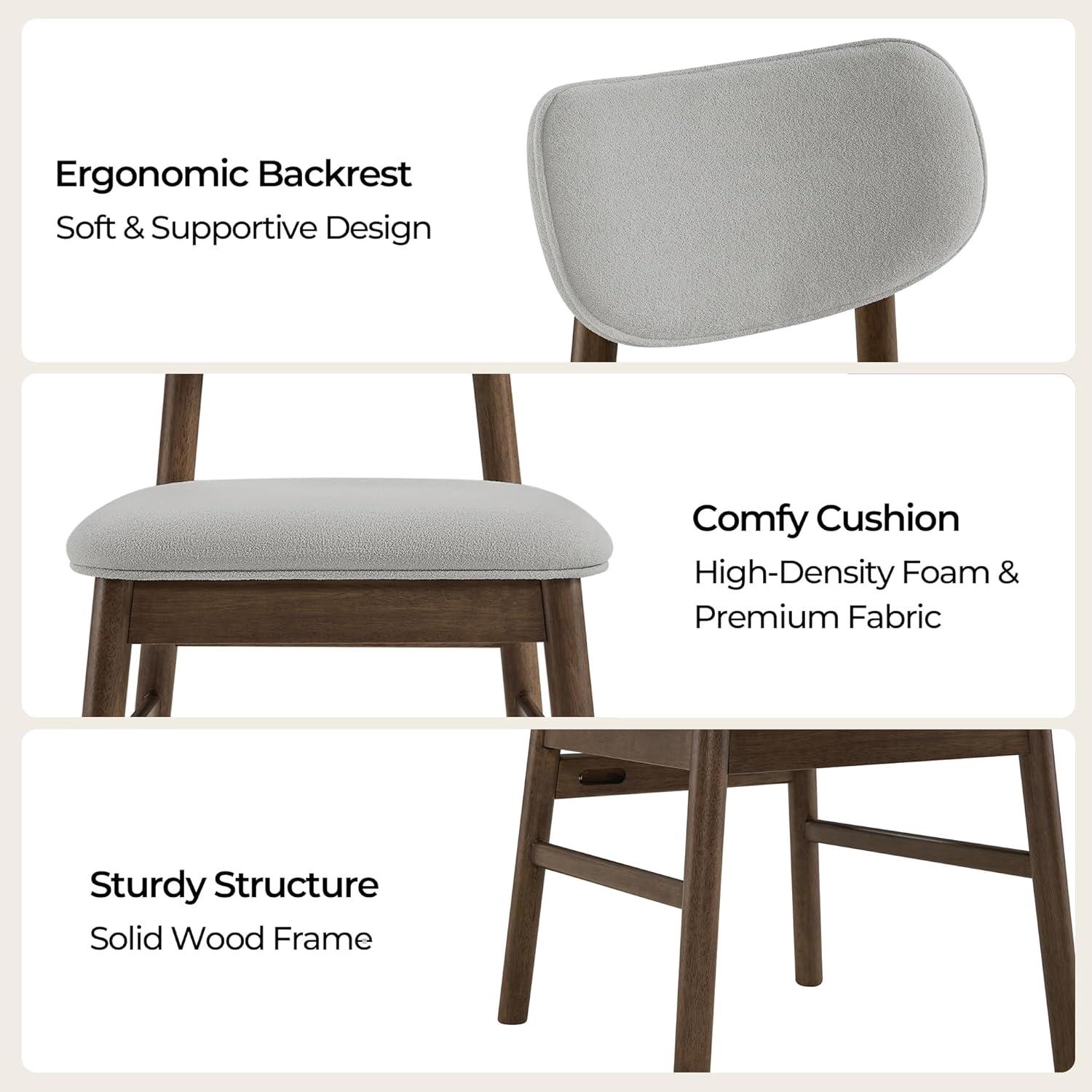 image:imageCHITA Upholstered Dining Chairs Set of 2 Mid Century Modern Kitchen amp Dining Room Chairs Solid Wood Frame in Walnut Chenille Fabric in Silver GraySilver Walnut