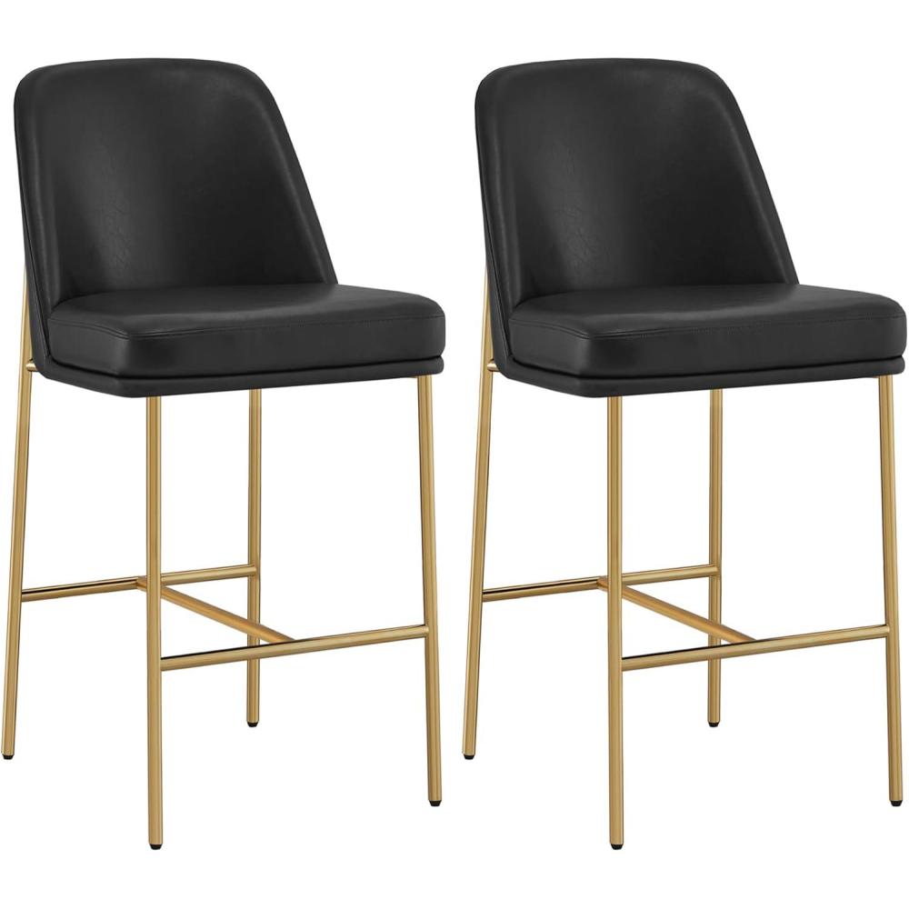 image:imageCHITA Counter Height Bar Stools Set of 2 FSC Certified Metal Barstools for Kitchen Island 27 H Seat Height Fabric Light Grey MultiColoredBlack