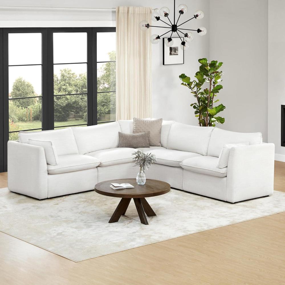 image:imageCHITA Luxury Oversized VShaped Sectional Modular Sofa Premium Down Filled Cloud Couch FSC Certified 107Width 6 Seat and 1 Middle Corner for Living Room CreamCream Corner V Shape