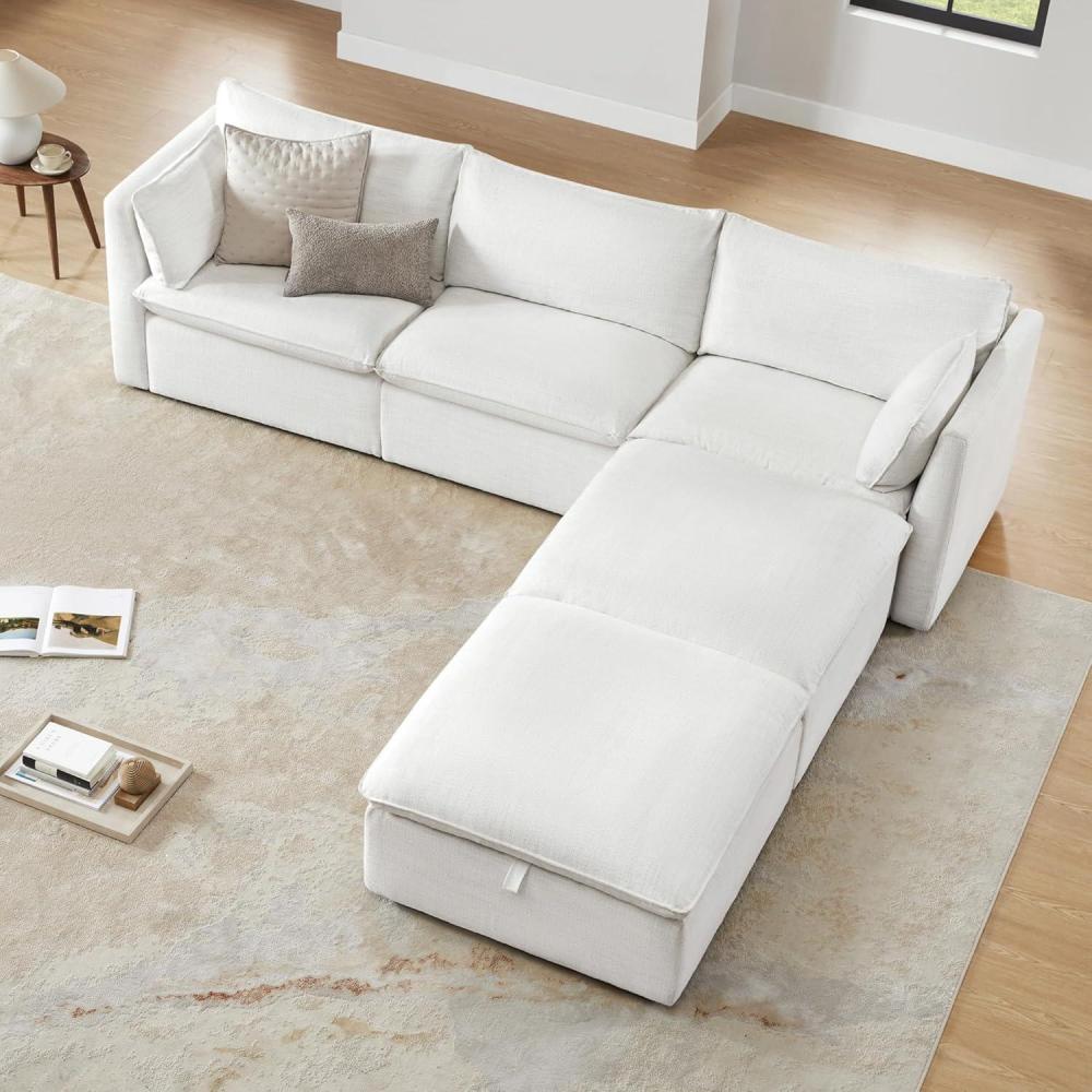 image:imageCHITA Luxury Oversized VShaped Sectional Modular Sofa Premium Down Filled Cloud Couch FSC Certified 107Width 6 Seat and 1 Middle Corner for Living Room CreamCream 5 Seat