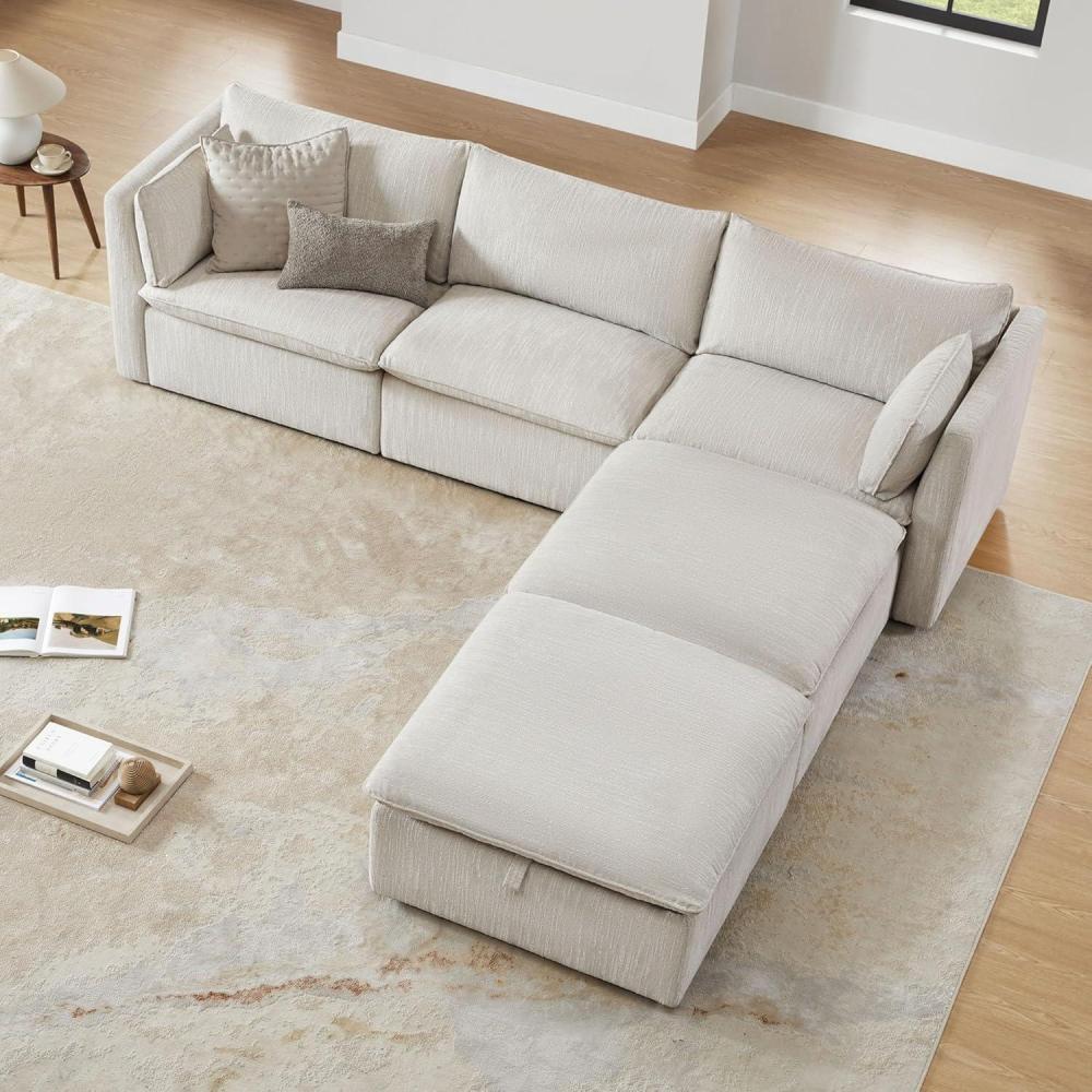 image:imageCHITA Luxury Oversized VShaped Sectional Modular Sofa Premium Down Filled Cloud Couch FSC Certified 107Width 6 Seat and 1 Middle Corner for Living Room CreamSnow 5 Seat