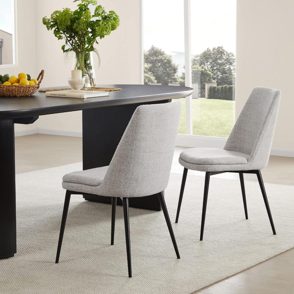 image:imageCHITA MidCentury Padded Dining Chair Modern Upholstered Fabric Dining Room Chair Set of 2 with Metal Legs WhiteWhite in Fabric