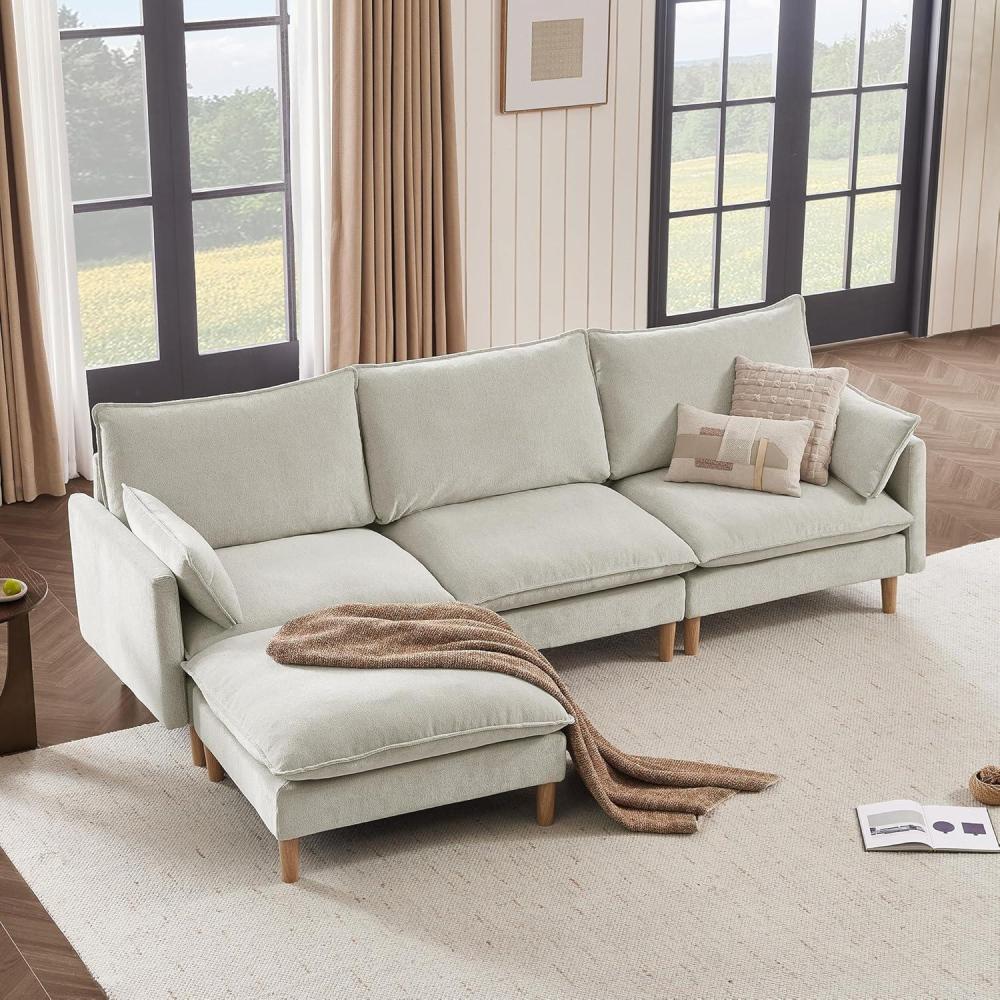 image:imageCHITA Modular Sectional Couch LShaped Oversized Cloud Couches for Living Room Mid Century Modern Sectional Sofa Comfy Chenille Sofas with Removable Cushions Moss GreenGrey
