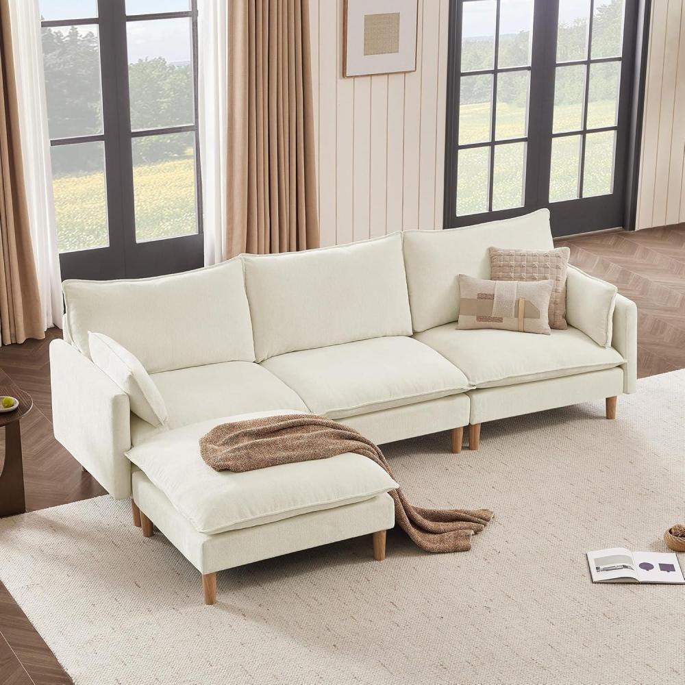 image:imageCHITA Modular Sectional Couch LShaped Oversized Cloud Couches for Living Room Mid Century Modern Sectional Sofa Comfy Chenille Sofas with Removable Cushions Moss GreenCream