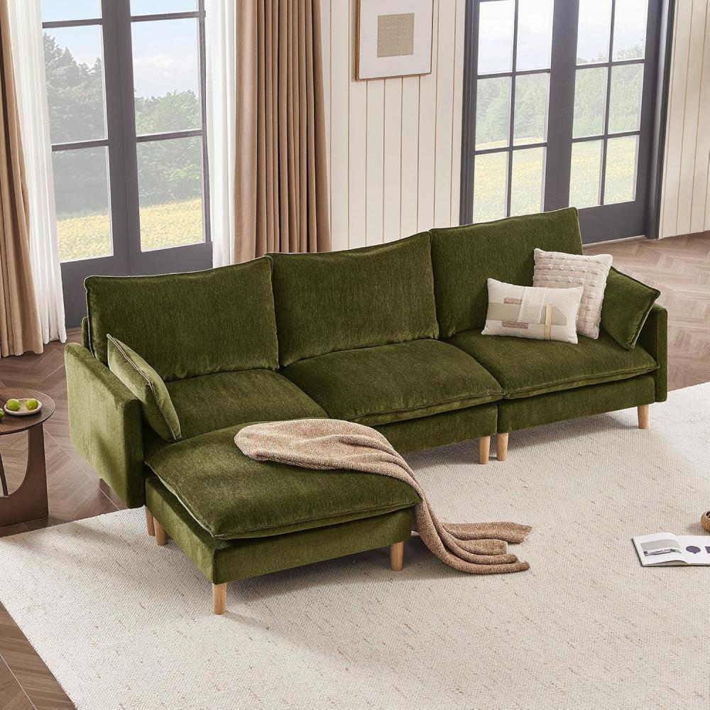 image:imageCHITA Modular Sectional Couch LShaped Oversized Cloud Couches for Living Room Mid Century Modern Sectional Sofa Comfy Chenille Sofas with Removable Cushions Moss GreenMoss Green