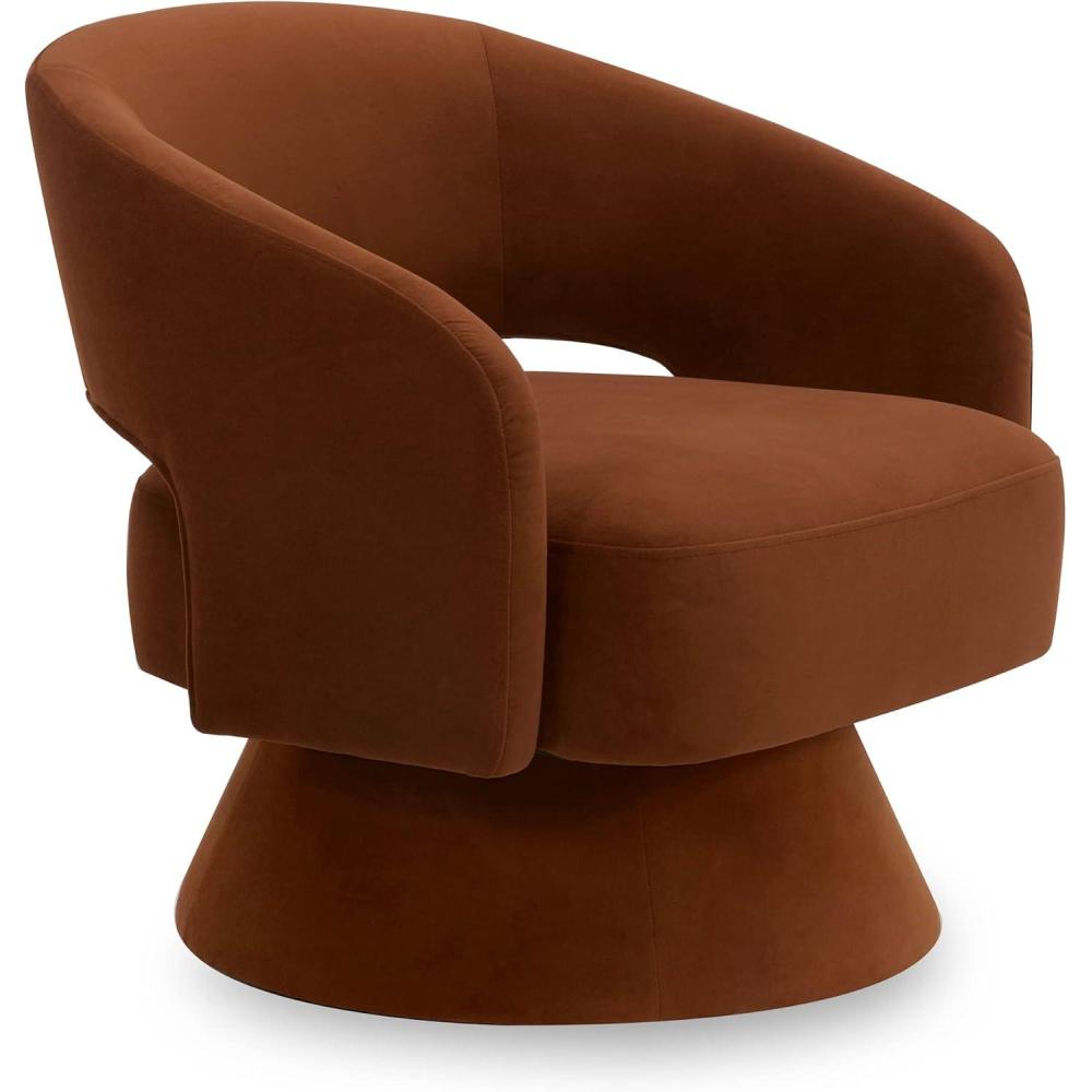 image:imageCHITA Swivel Accent Chair Armchair FSC Certified Velvet Barrel Chair for Living Room Bedroom Forest GreenBurnt Orange