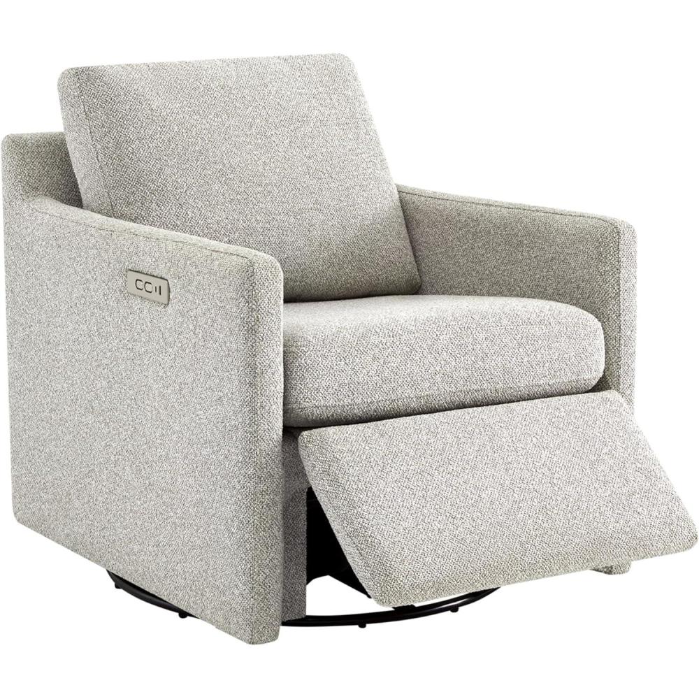 image:imageCHITA Swivel Accent Chair with Electric Footrests FSC Certified Upholstered Living Room Sofa Chair with Power Motor USB and TypeC Ports Light GreyLight Grey