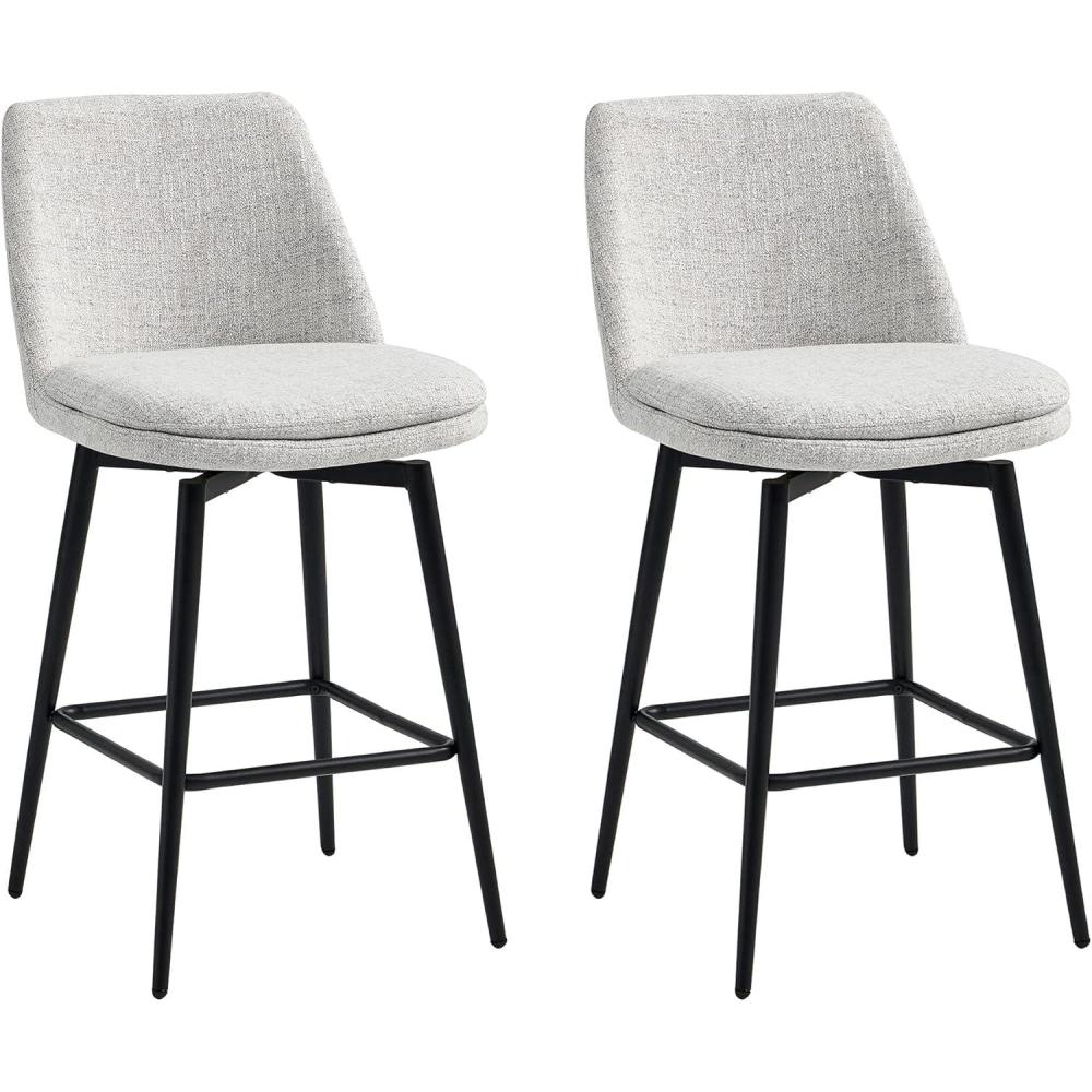 image:imageCHITA Swivel Bar Stools 272 Counter Height Bar Stools Set of 2 FSC Certified Upholstered Modern Counter Stools Metal Legs Fabric Light Grey MultiColoredLight Grey Multicolored