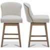 image:imageCHITA Counter Height Swivel Barstools FSC Certified Upholstered Performance Fabric Bar Stools Set of 2 26 Seat Height LinenLinen