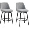 image:imageCHITA Swivel Bar Stools 272 Counter Height Bar Stools Set of 2 FSC Certified Upholstered Modern Counter Stools Metal Legs Fabric Light Grey MultiColoredGrey Multicolored