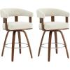 image:imageCHITA Swivel Counter Height Barstools Set of 2 FSC Certified Polyester Upholstered Bar Stools with Back and Armrest for Kitchen Island Home Bar 27 Seat Height Cream with Beige FrameCream With Walnut Frame
