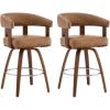 image:imageCHITA Swivel Counter Height Barstools Set of 2 FSC Certified Polyester Upholstered Bar Stools with Back and Armrest for Kitchen Island Home Bar 27 Seat Height Cream with Beige FrameCamel With Walnut Frame