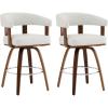 image:imageCHITA Swivel Counter Height Barstools Set of 2 FSC Certified Polyester Upholstered Bar Stools with Back and Armrest for Kitchen Island Home Bar 27 Seat Height Cream with Beige FrameWhite With Walnut Frame