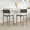 image:imageCHITA Woven Bar Stools Set of 2 26 Counter Height Bar Stools with Backrest Handwoven Counter Stools with Wood Frame for Kitchen Island amp Home Bar Dark GreyDark Grey