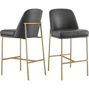 CHITA Counter Height Bar Stools Set of 2, FSC Certified Metal Barstools for Kitchen Island, 27″ H Seat Height, Fabric, Light Grey (Multi-Colored)(Grey)