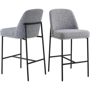 CHITA Counter Height Bar Stools Set of 2, FSC Certified Metal Barstools for Kitchen Island, 27″ H Seat Height, Fabric, Light Grey (Multi-Colored)(Grey (Multi-colored))