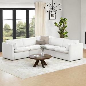 CHITA Luxury Oversized V-Shaped Sectional Modular Sofa, Premium Down Filled Cloud Couch, FSC Certified, 107”Width, 6 Seat and 1 Middle Corner for Living Room, Cream(Cream Corner V Shape)