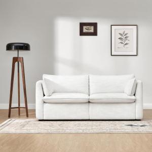 CHITA Luxury Oversized V-Shaped Sectional Modular Sofa, Premium Down Filled Cloud Couch, FSC Certified, 107”Width, 6 Seat and 1 Middle Corner for Living Room, Cream(Cream Loveseat)