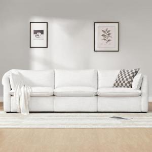 CHITA Luxury Oversized V-Shaped Sectional Modular Sofa, Premium Down Filled Cloud Couch, FSC Certified, 107”Width, 6 Seat and 1 Middle Corner for Living Room, Cream(Cream Basic Shape)